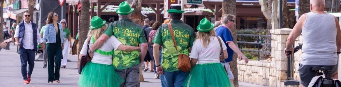People celebrating Saint Patrick’s Day Benidorm