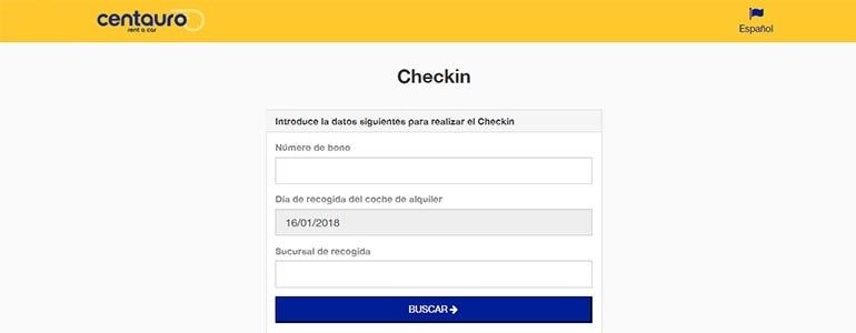 Check In Preregistro Centauro Rent a Car